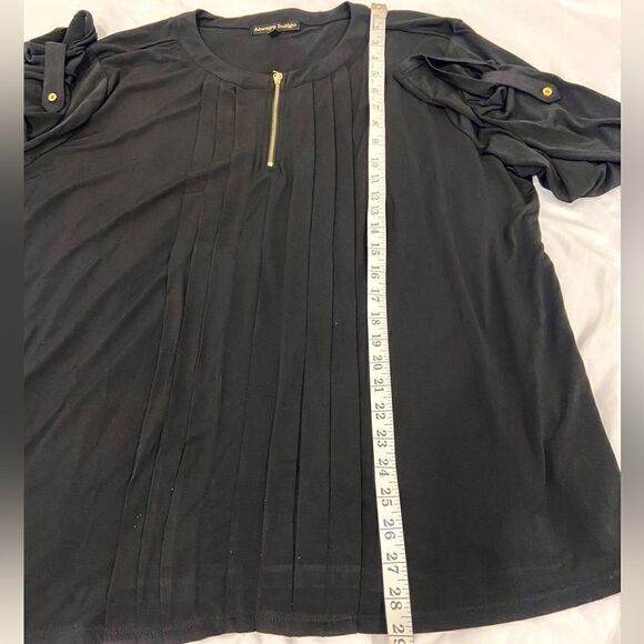 Always Indigo Long Sleeve Black Blouse Size 3X front Partial Gold Zipper - Picture 10 of 11